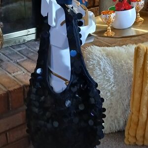 Chic Black Sequin Shoulder Bag